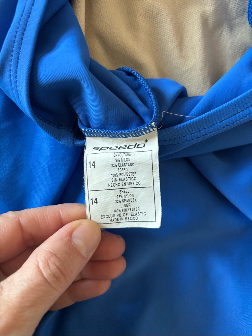 Speedo Bright Blue Racerback One-Piece Swimsuit - Picture 3 of 3